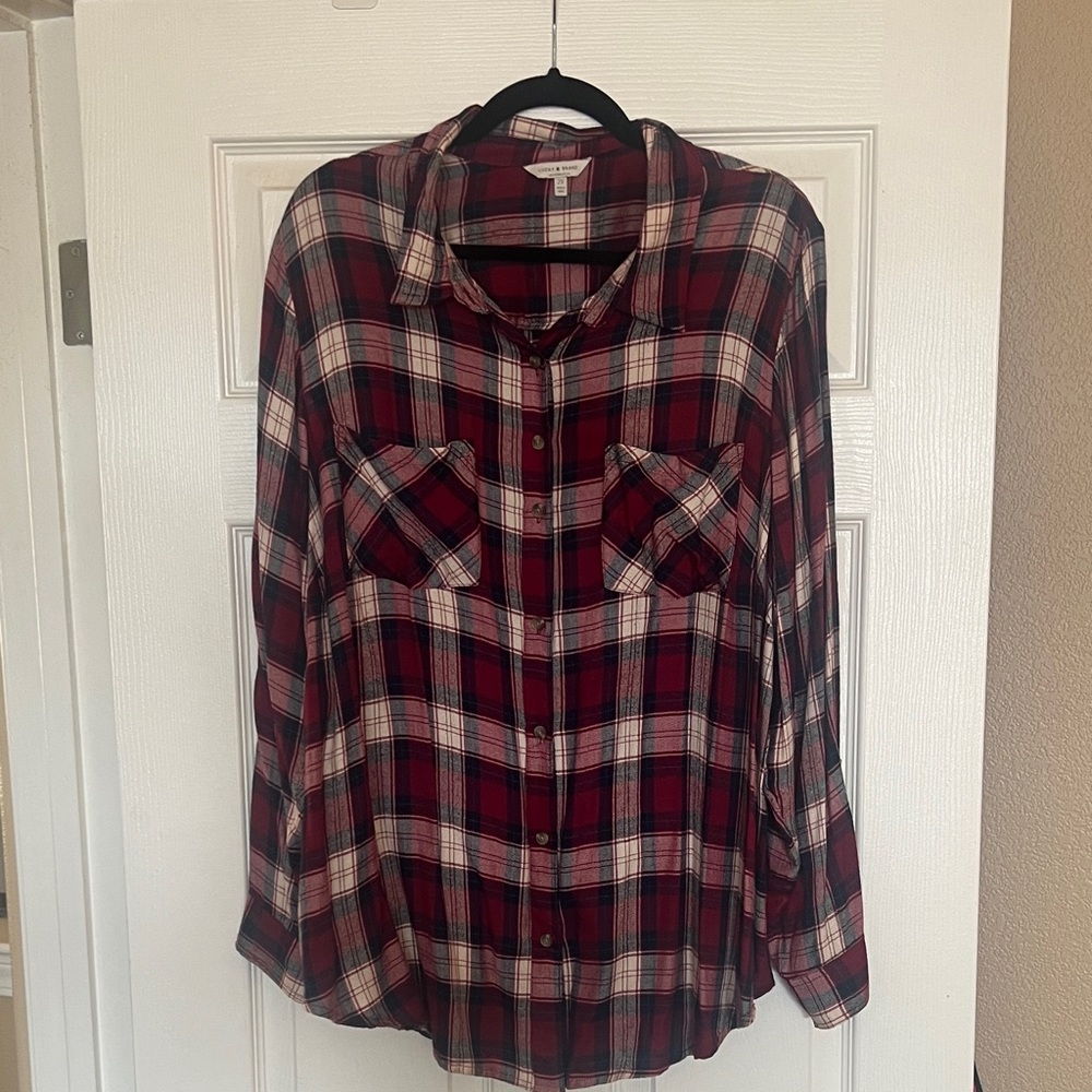 Lucky Brand Red Plaid Women's Top
